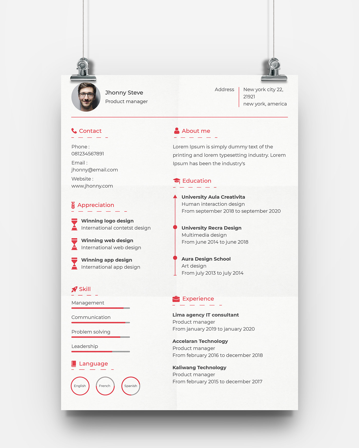 免费简历模板(Free Resume Template)插图1