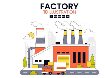10 Factory Vector Illustration