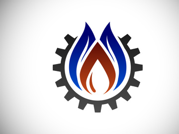 Fire flame icon in a shape of drop. Oil and gas industry logo design concept.
