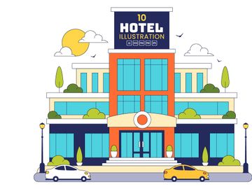 10 Modern City Hotel Building Illustration