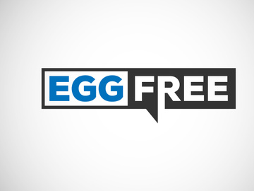 Egg free labels badge logo sign for food package seal. 100 percent egg free flat vector illustration