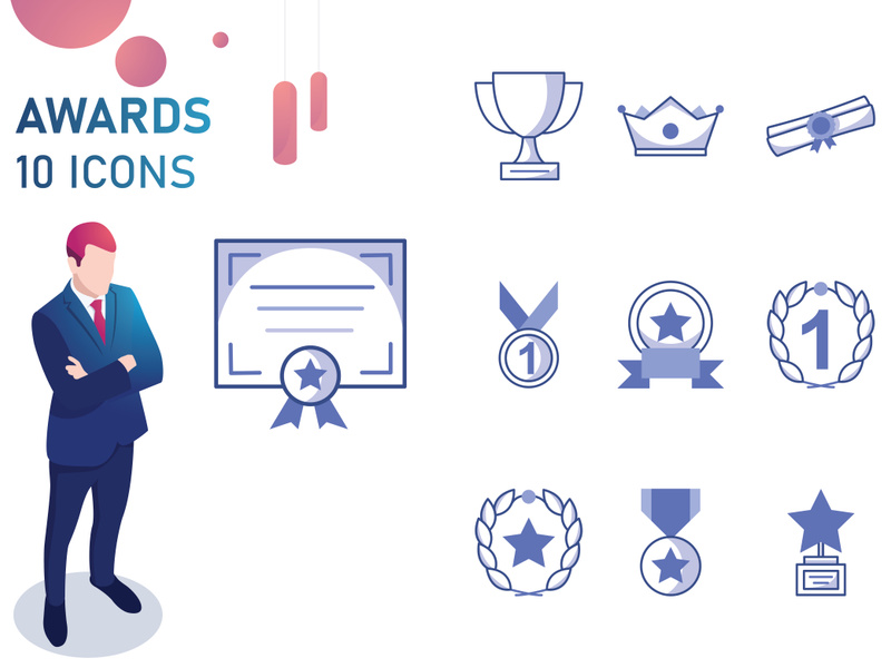 Bleu : Awards And Trophy Icon Set