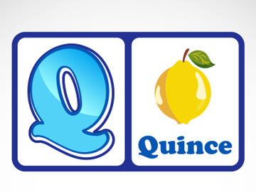 Alphabet flashcards for kids. Educational preschool learning ABC card with an element.