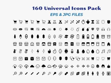 A set of 160 universal icons pack