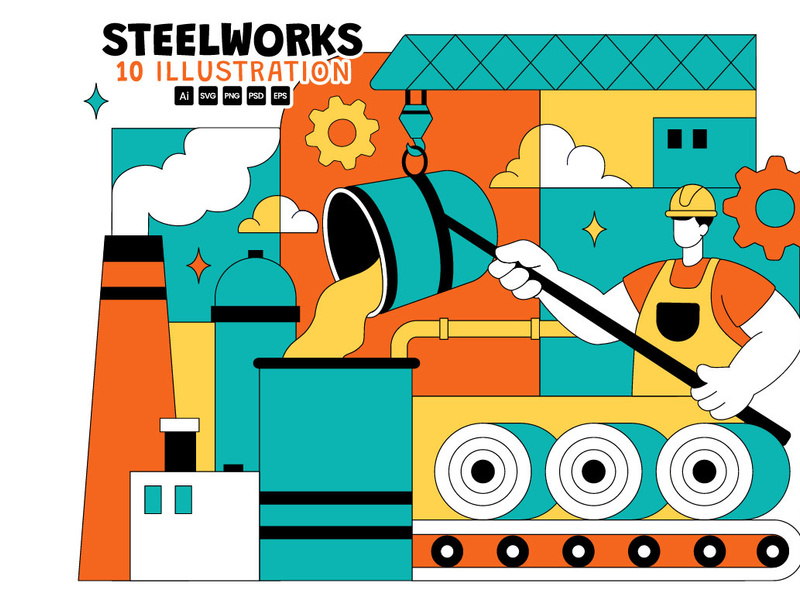 10 Steelworks Vector Illustration by denayuneep ~ EpicPxls