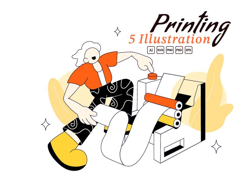 5 Printing Vector Illustration by denayuneep ~ EpicPxls