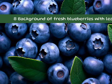 Background of fresh blueberries with leaves