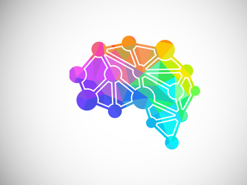 Modern low poly style brain logo design, Geometric and triangle brain logo icon sign symbol.