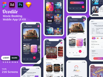 Ocodile-Movie Booking MobileApp UI Kit (Light & Dark)