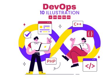 10 DevOps Vector Illustration