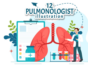 12 Pulmonologist Vector Illustration