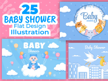 25 Baby Shower Little Boy or Girl Illustration