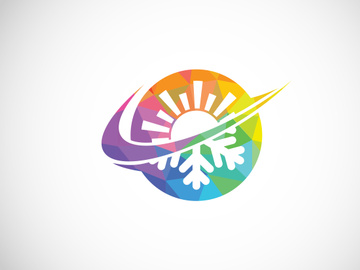 Air conditioner low poly logo sign symbol. Hot and cold symbol