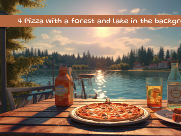 Pizza with a forest and like in the background