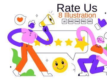 8 Rate Us Vector Illustration