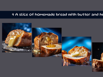 A slice of homemade bread with butter and honey