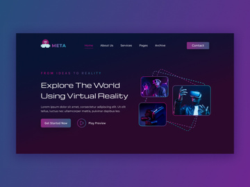 Virtual Reality UI  - Landing Page Hero