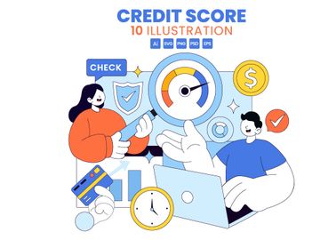 10 Credit Score Vector Illustration