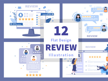 12 Review Customer Giving Star Illustration