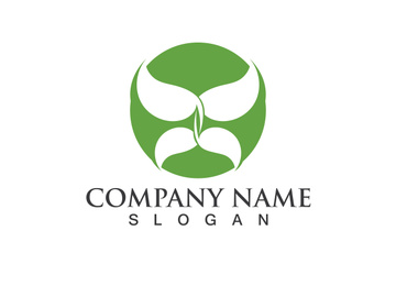 Eco Energy Vector Logo with leaf symbol. Green color with flash or thunder graphic. Nature and electricity renewable. This logo is suitable for technology, recycle, organic.