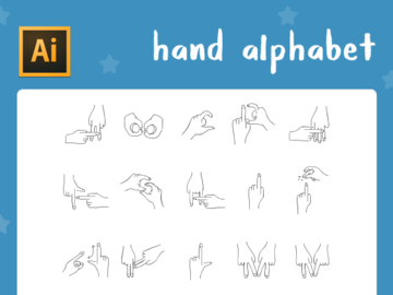 Hand Alphabet Icon Set