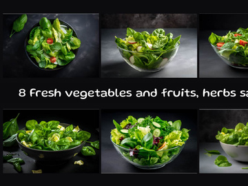 Fresh vegetables and fruits, herbs salad