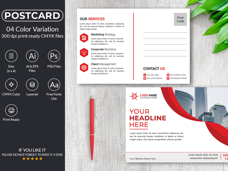 Modern Postcard Design Template by Md Rony Ahmed ~ EpicPxls