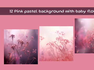 Pink pastel background with baby flowers