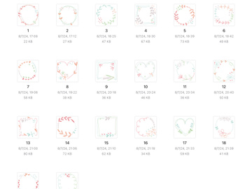 20 svg icons green red pink floral frame flowers