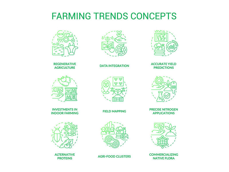 Farming trends green gradient concept icons set by bsd ~ EpicPxls