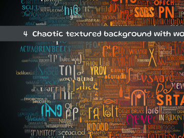 Chaotic textured background with words