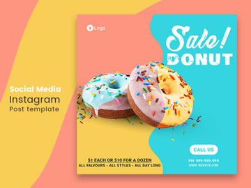 Donut sale social media instagram post template