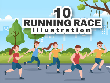 10 Running Race Flat Illustration