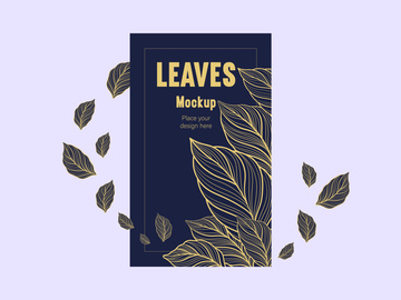 invitation card template, wedding floral leaves