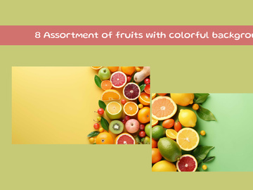 Assortment of fruits with colorful background