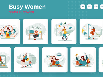 M210_Multitasking Woman Illustrations