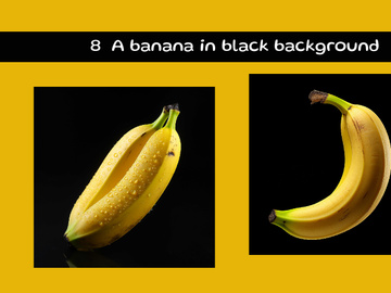 A banana in black background