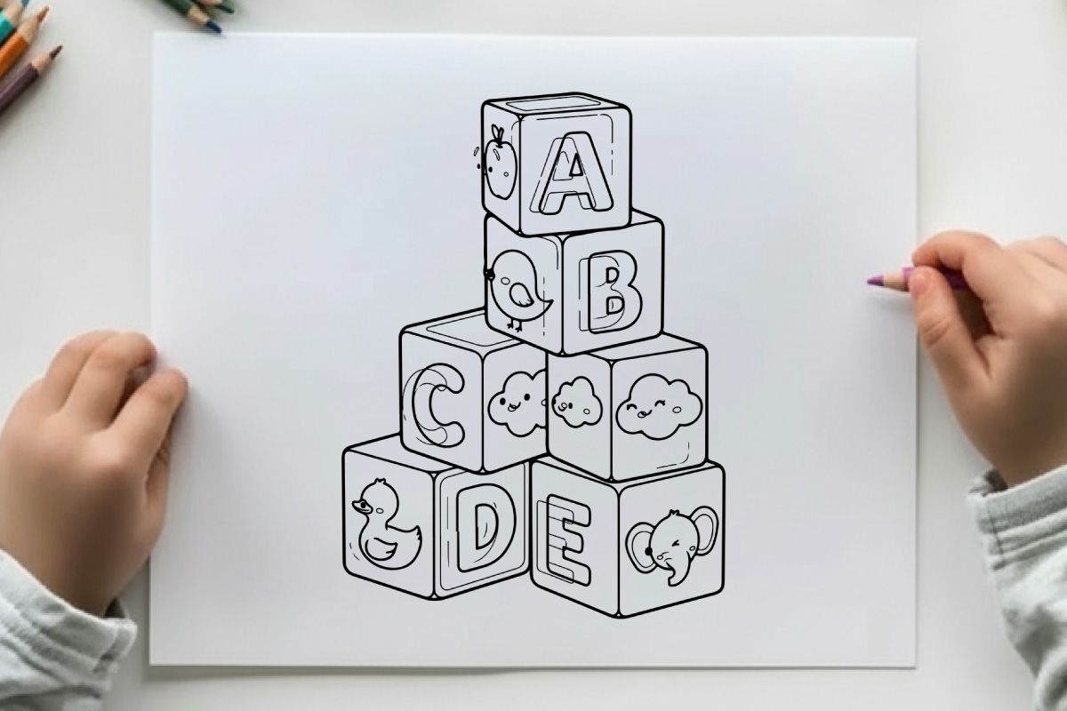 Alphabet blocks with animals vector illustration flat design