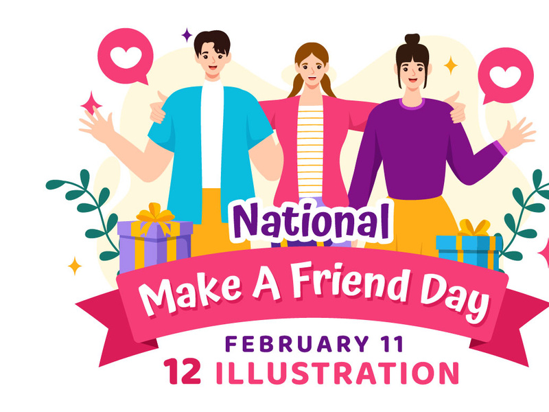 12 National Make a Friend Day Illustration by denayuneep ~ EpicPxls