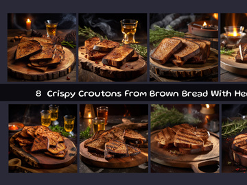 Crispy Croutons From Brown Bread With Herbs