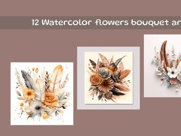 Watercolor flowers bouquet art