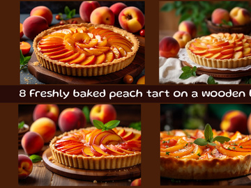 Freshly baked peach tart