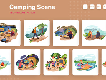 M165_Camping Scene Illustrations