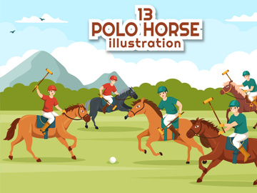 13 Polo Horse Sports Player Illustration
