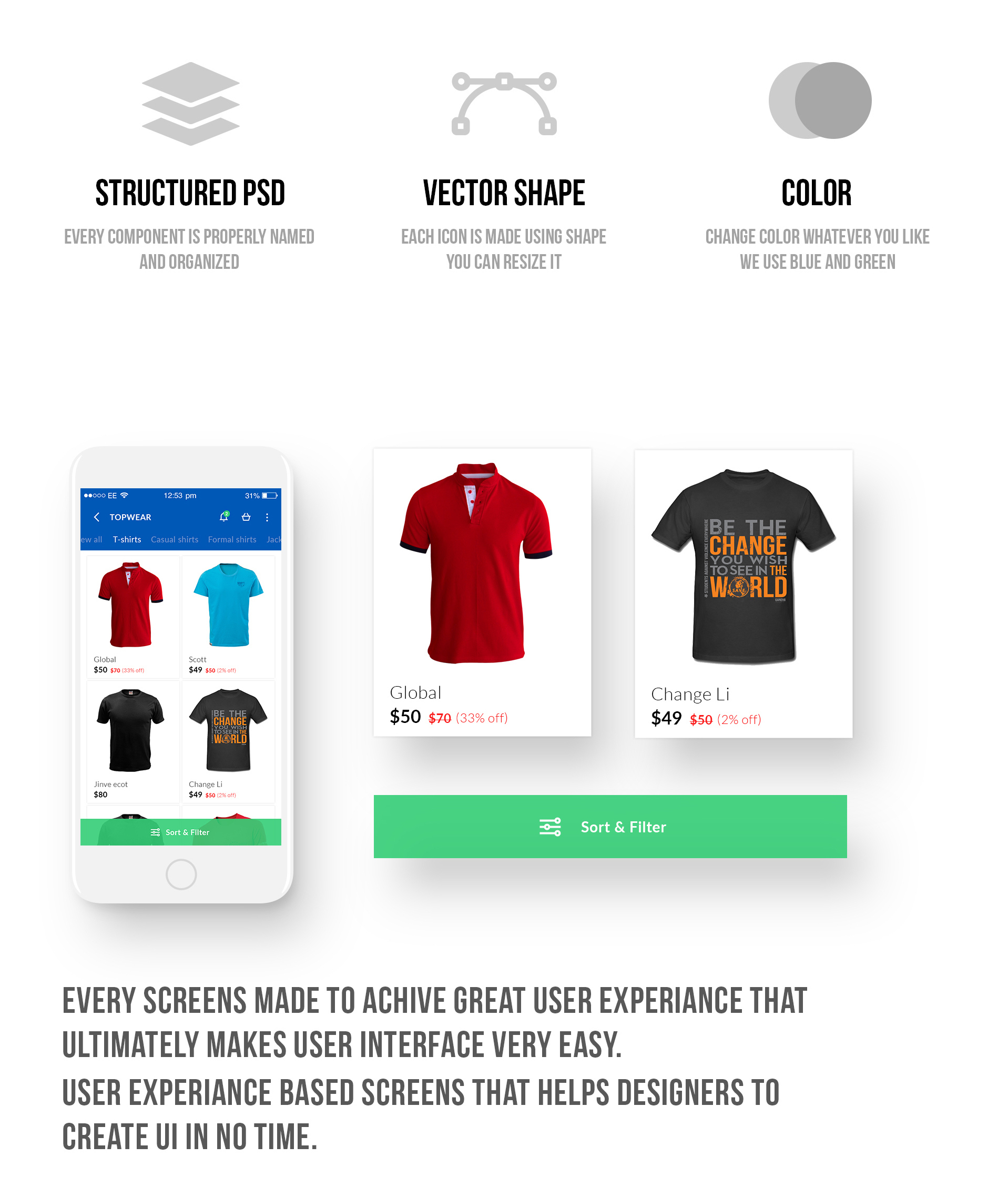 The Universe E-commerce Mobile UI kit