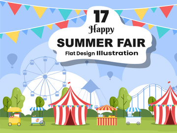 17 Summer Fair Carnival Landscape Playground Illustration