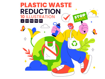 10 Plastic Waste Reduction Illustration
