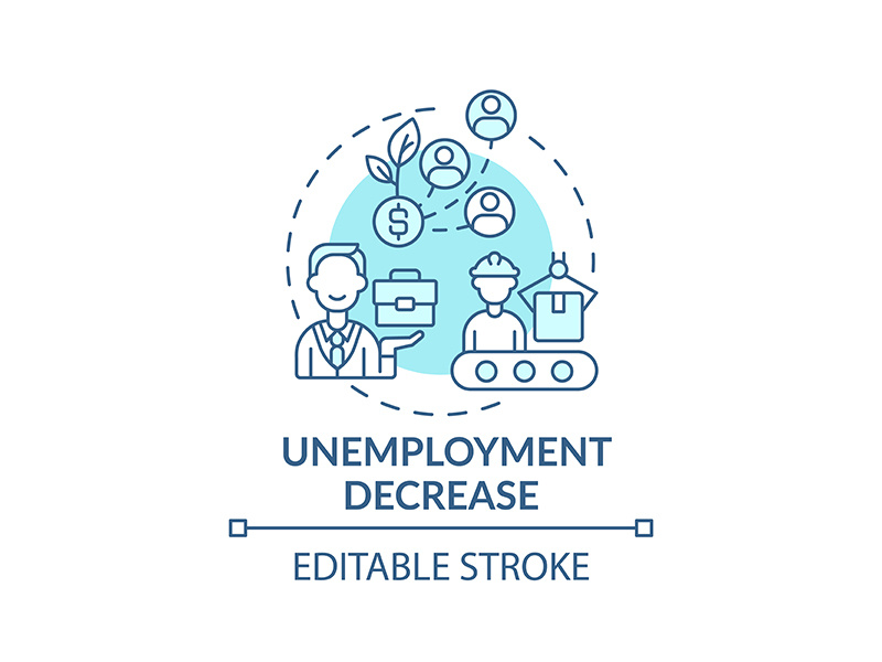Unemployment decrease concept icon by bsd studio ~ EpicPxls