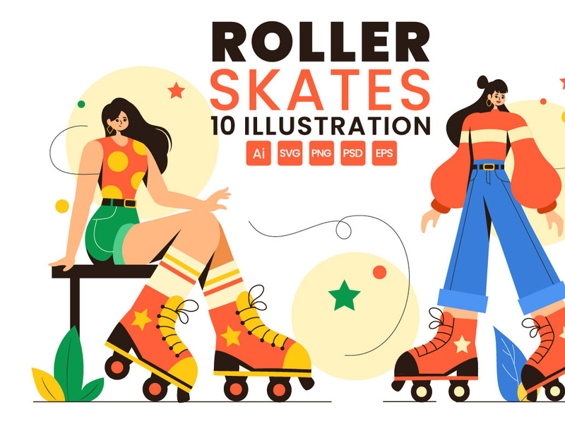 10 Riding Roller Skates Illustration by denayuneep ~ EpicPxls
