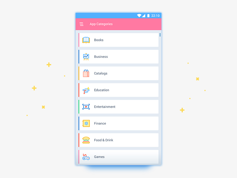 App Categories List UI by EpicCoders ~ EpicPxls